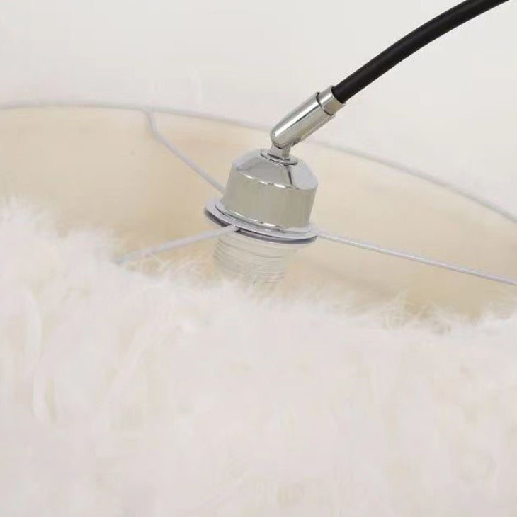Retractable Curved Round Feather Floor Lamp