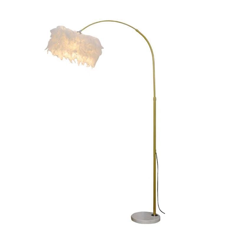 Retractable Curved Round Feather Floor Lamp