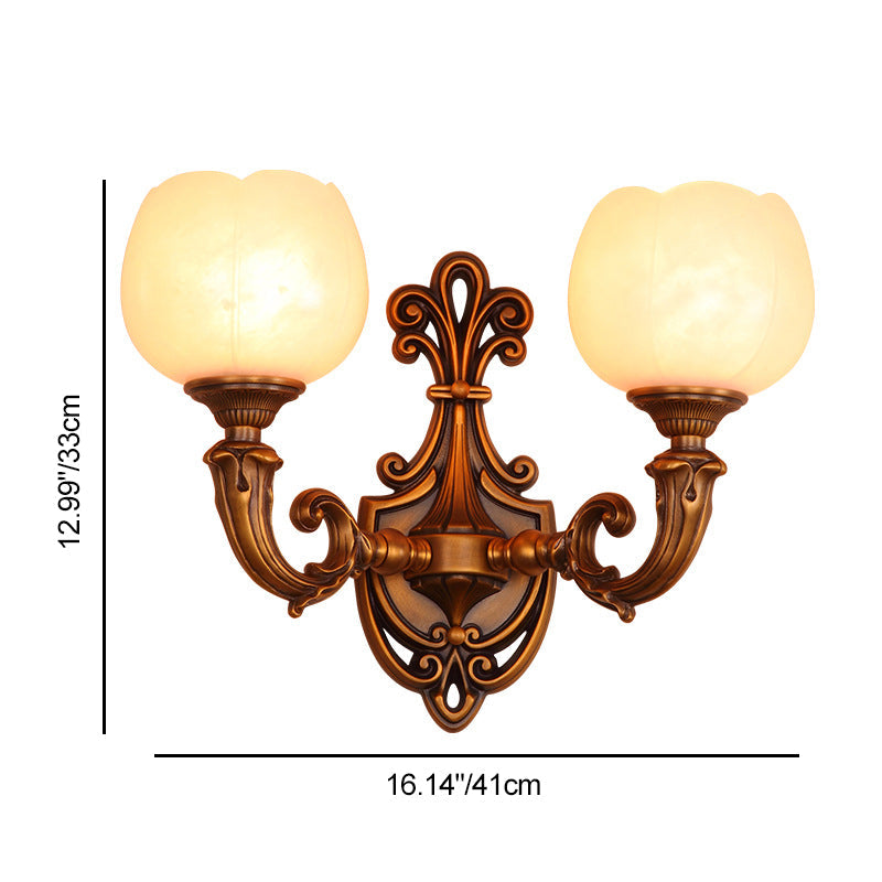 Pod Patterned Marble Brass 2-Light Wall Lamp