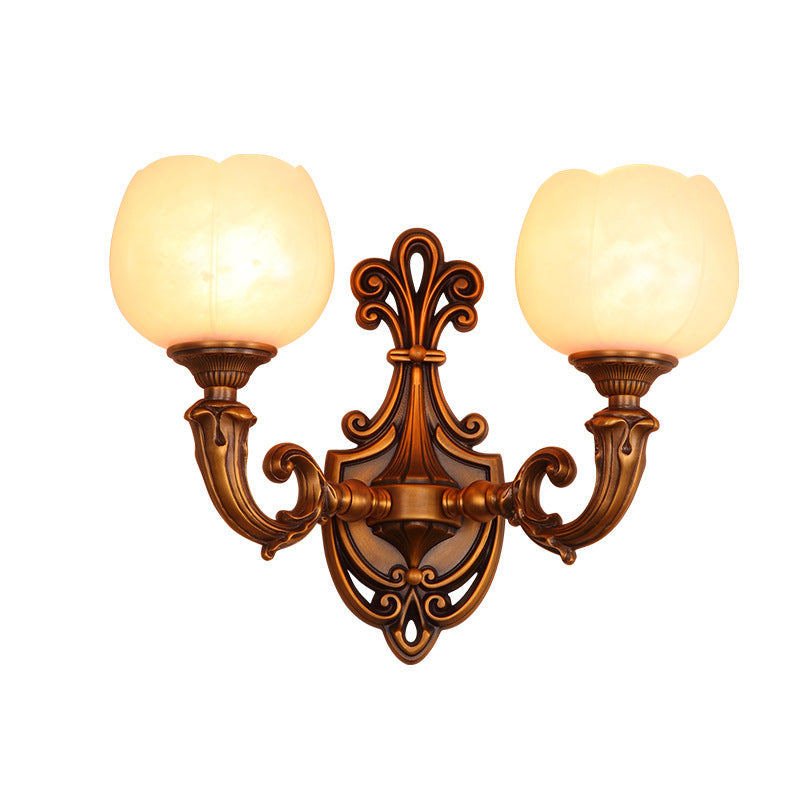 Pod Patterned Marble Brass 2-Light Wall Lamp
