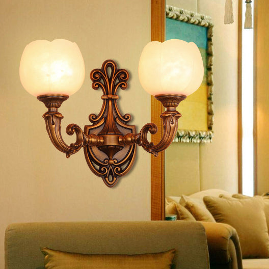 Pod Patterned Marble Brass 2-Light Wall Lamp