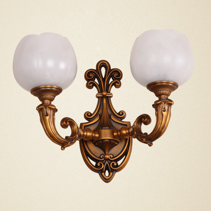 Pod Patterned Marble Brass 2-Light Wall Lamp