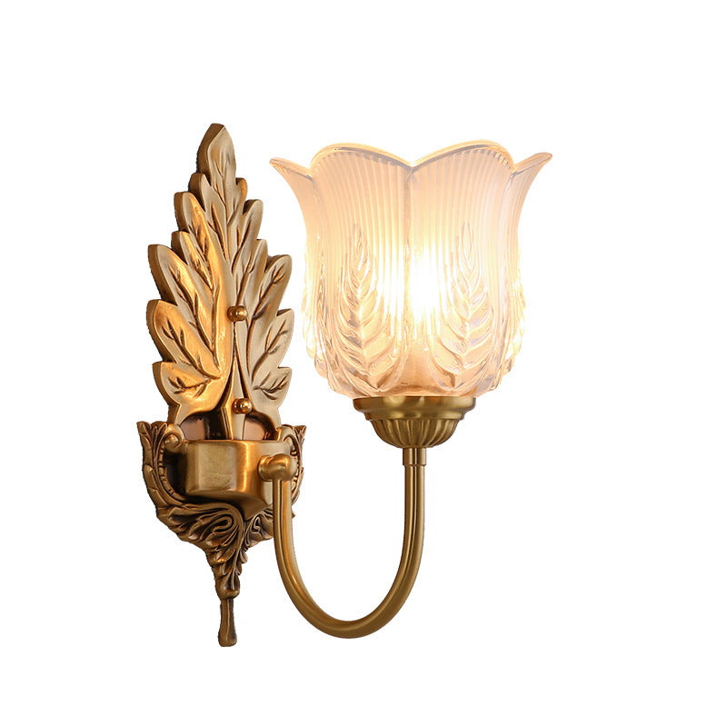 Round Leaf Floral Glass Wall Lamp