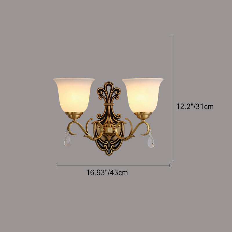 Round Leaf Floral Glass Wall Lamp