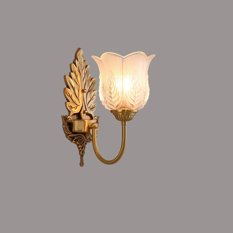 Round Leaf Floral Glass Wall Lamp