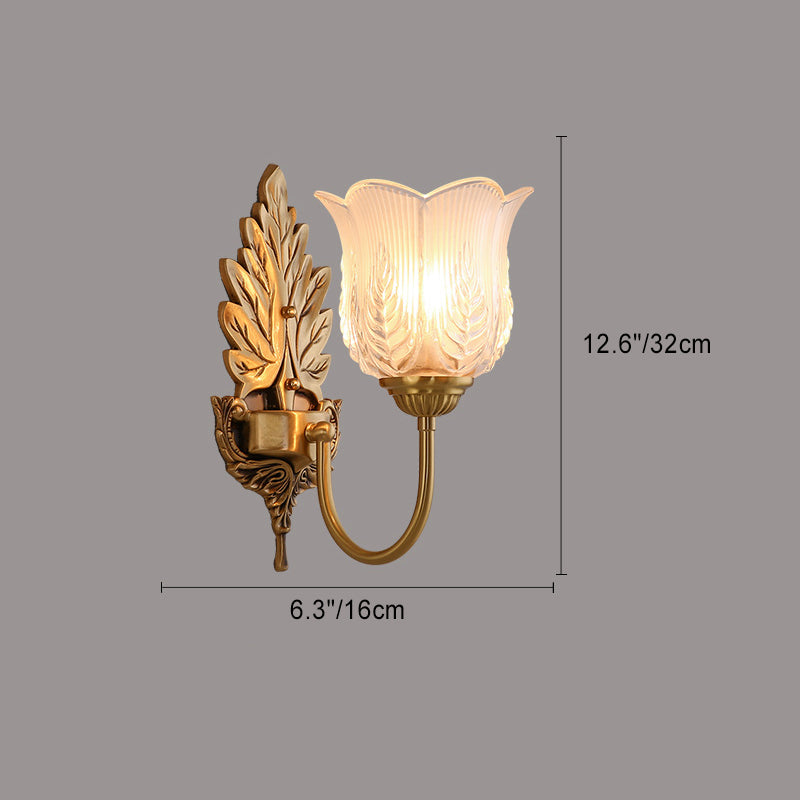 Round Leaf Floral Glass Wall Lamp