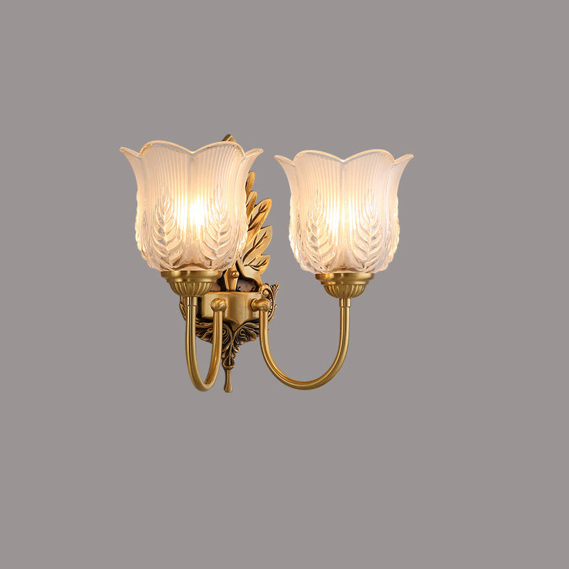 Round Leaf Floral Glass Wall Lamp