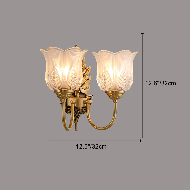 Round Leaf Floral Glass Wall Lamp
