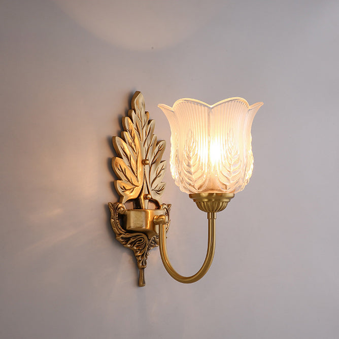 Round Leaf Floral Glass Wall Lamp