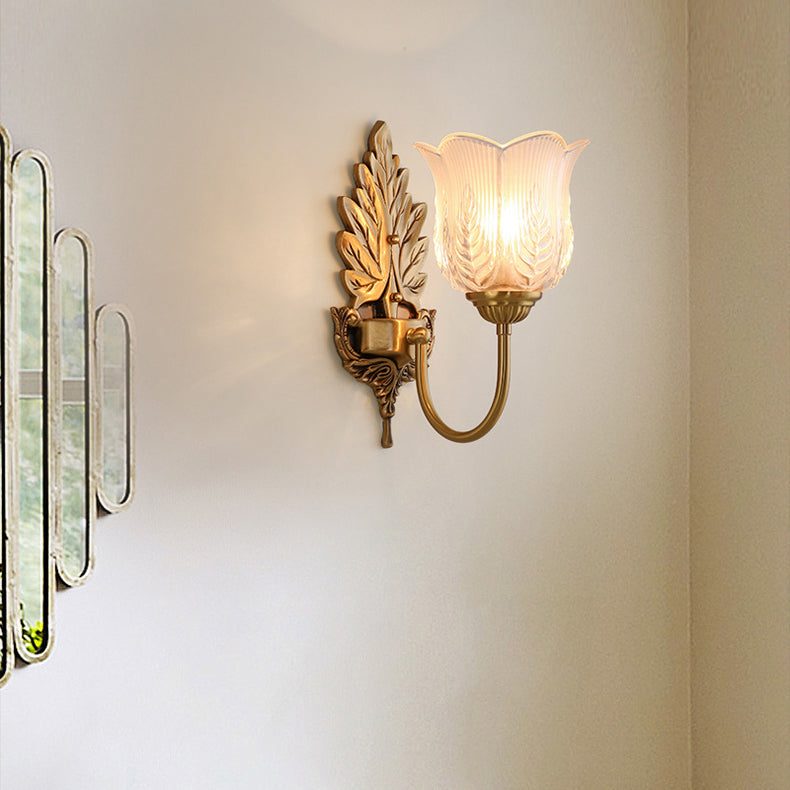 Round Leaf Floral Glass Wall Lamp