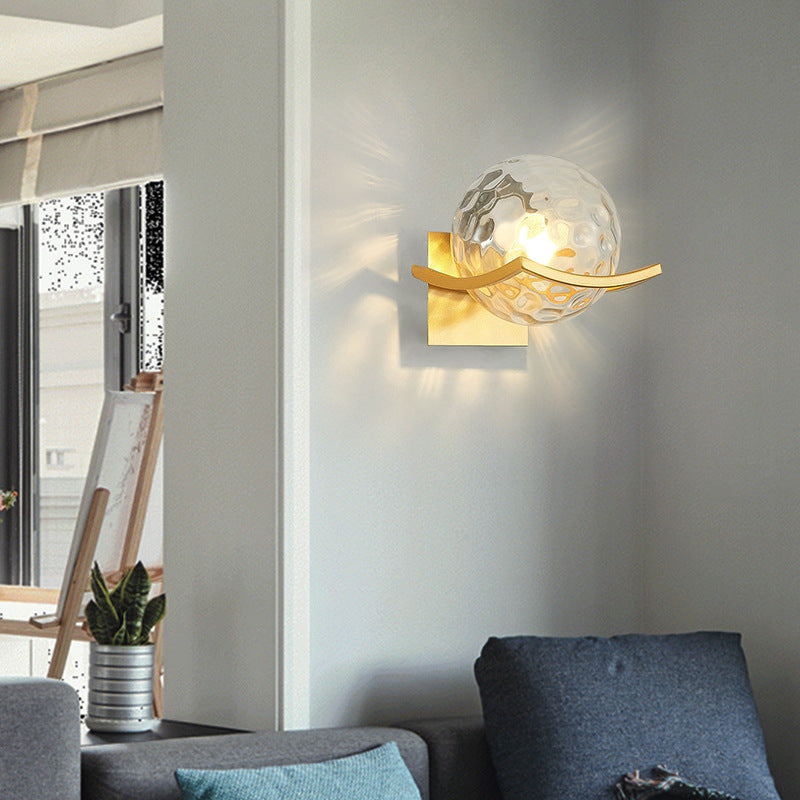 Orb Watermarked Glass Hardware Wall Lamp