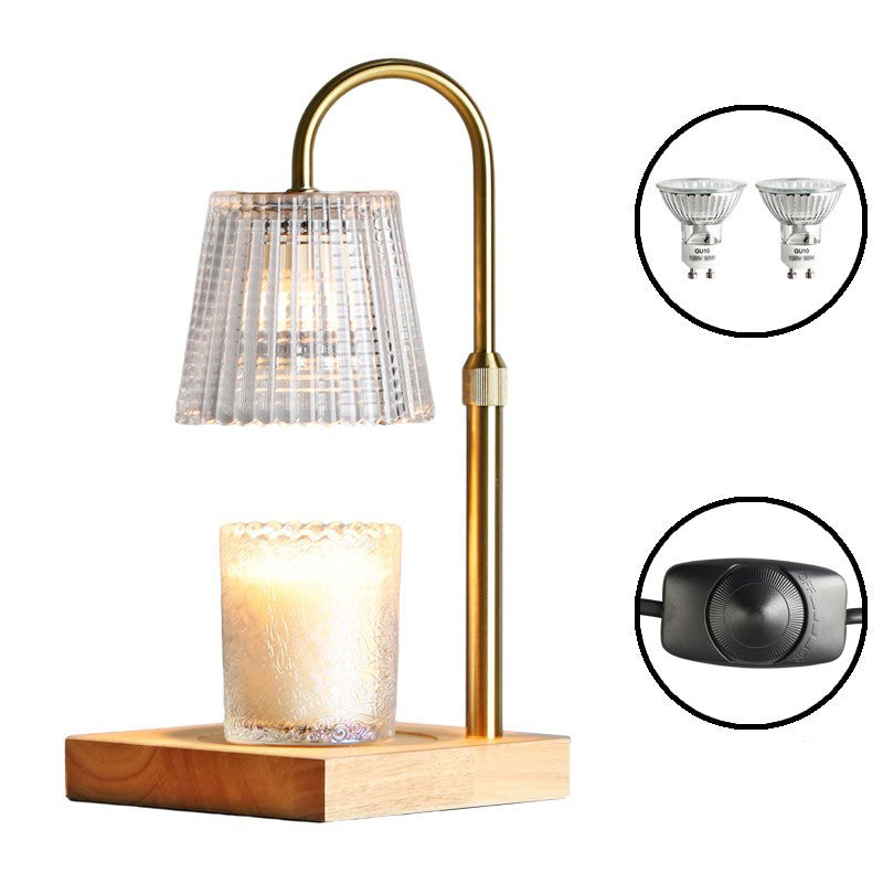 Square Distressed Curved Glass Table Lamp