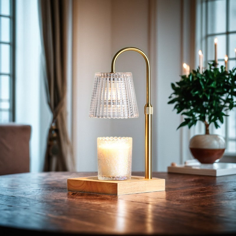 Square Distressed Curved Glass Table Lamp