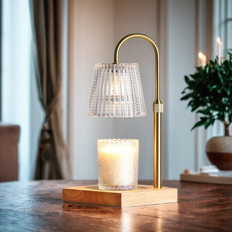 Square Distressed Curved Glass Table Lamp