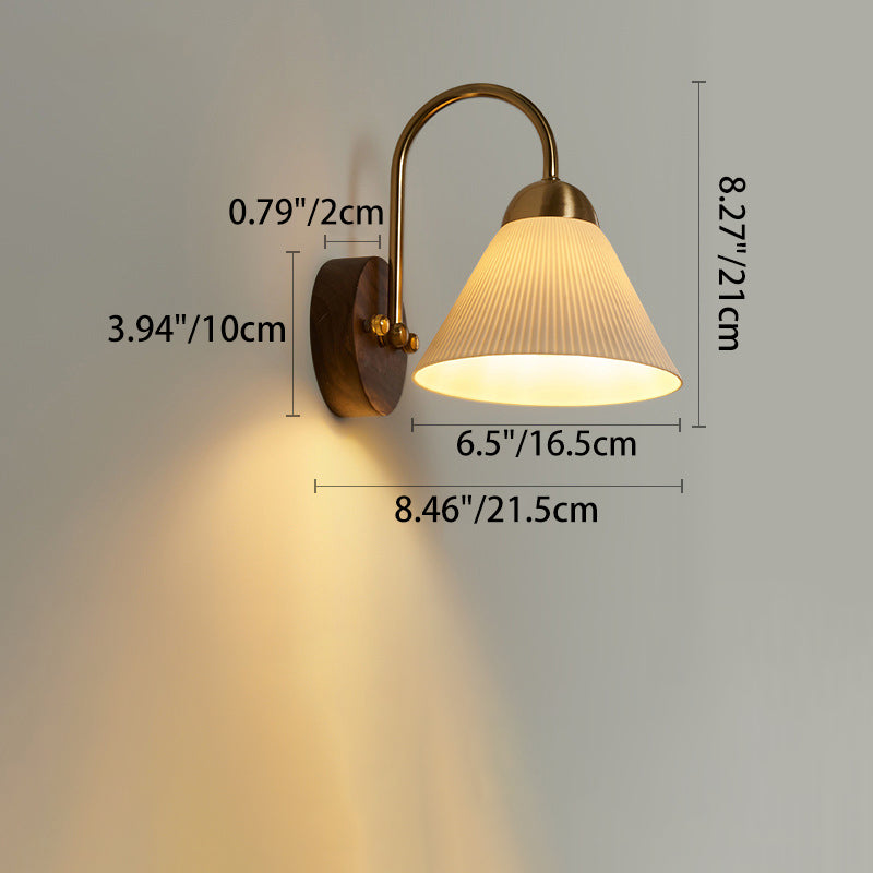 Conical Round Distressed Ceramic Wall Lamp