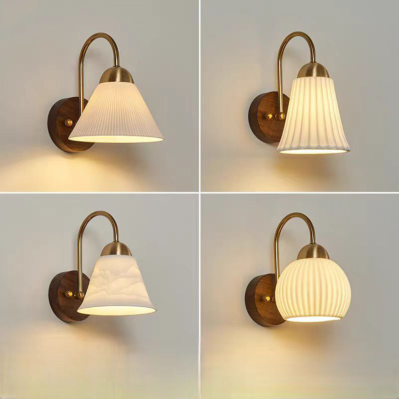 Conical Round Distressed Ceramic Wall Lamp