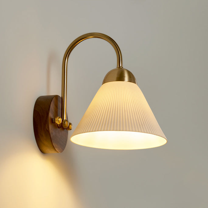 Conical Round Distressed Ceramic Wall Lamp