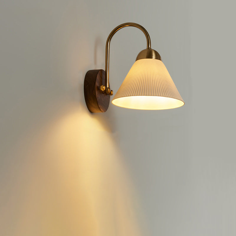Conical Round Distressed Ceramic Wall Lamp