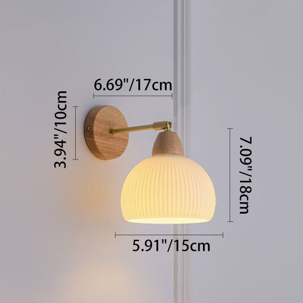 Half Round Cream Glass Wall Lamp
