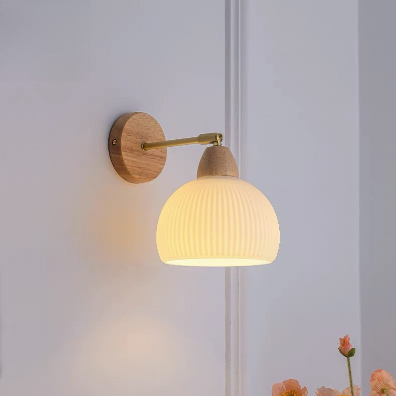 Half Round Cream Glass Wall Lamp