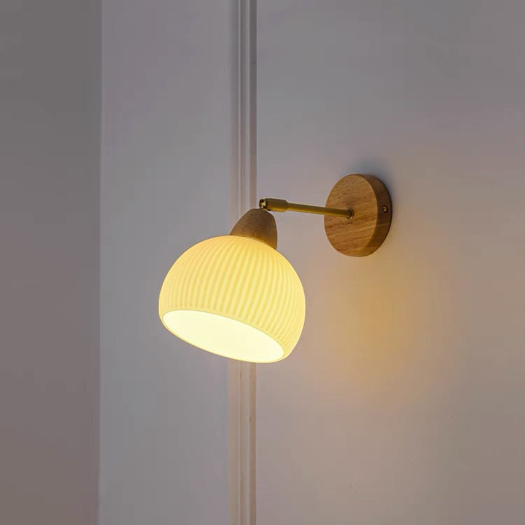 Half Round Cream Glass Wall Lamp