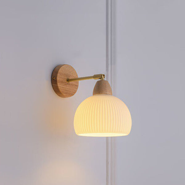 Half Round Cream Glass Wall Lamp