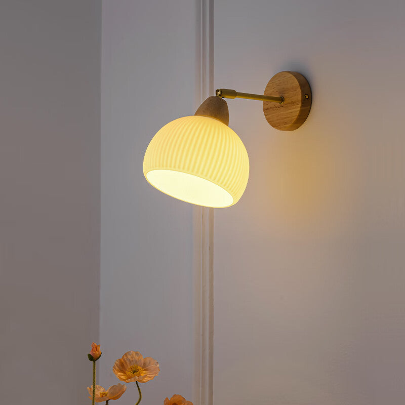 Half Round Cream Glass Wall Lamp