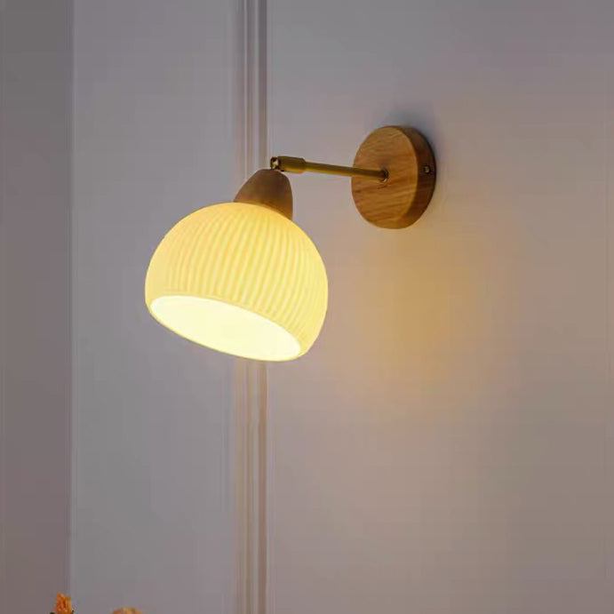 Half Round Cream Glass Wall Lamp