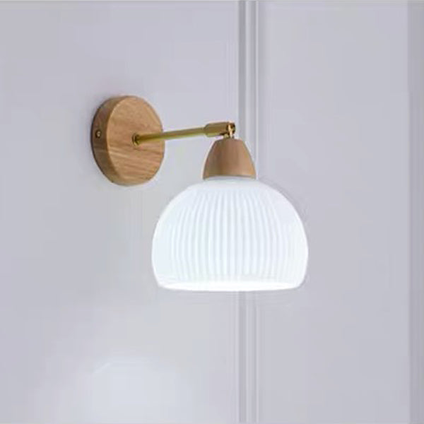 Half Round Cream Glass Wall Lamp