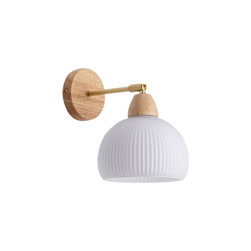 Half Round Cream Glass Wall Lamp