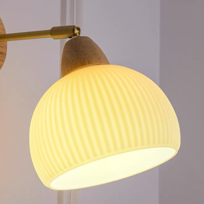Half Round Cream Glass Wall Lamp