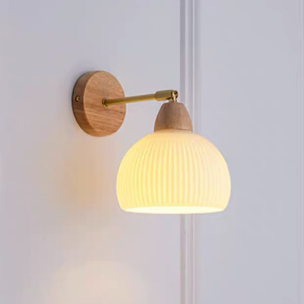 Half Round Cream Glass Wall Lamp