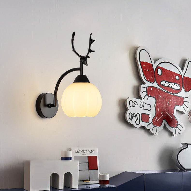 Antlers Pumpkin Round Glass Wall Lamp