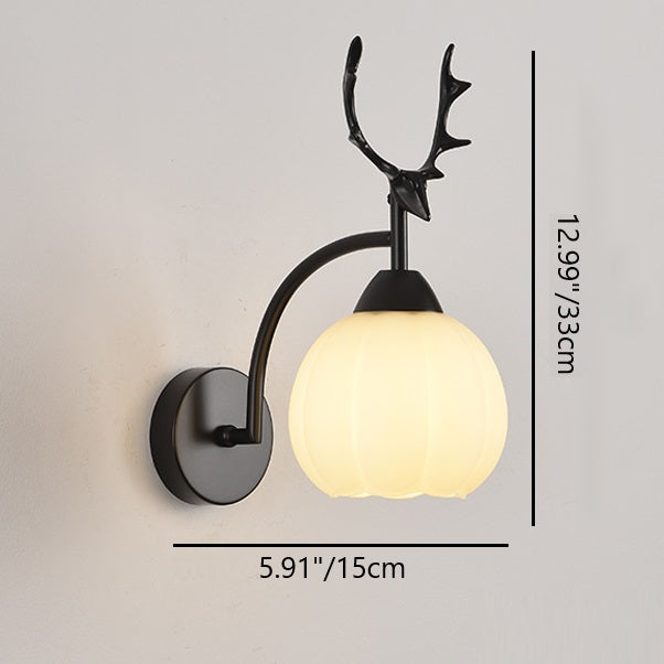 Antlers Pumpkin Round Glass Wall Lamp