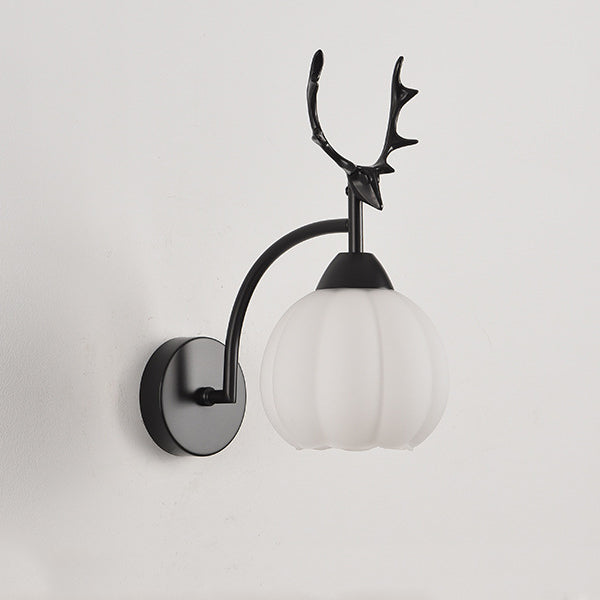 Antlers Pumpkin Round Glass Wall Lamp