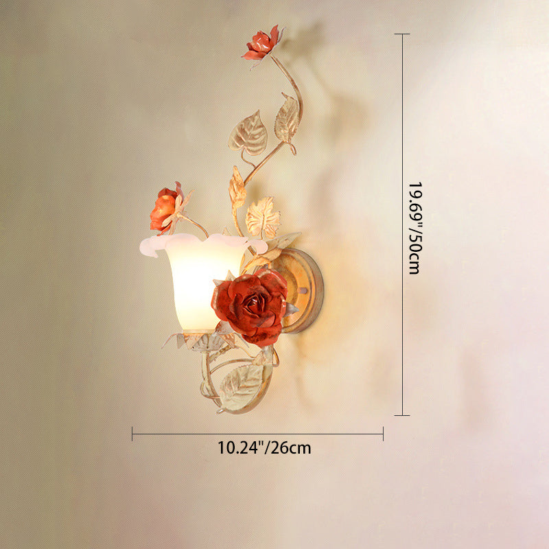 Rose Leaf Round Glass Wall Lamp