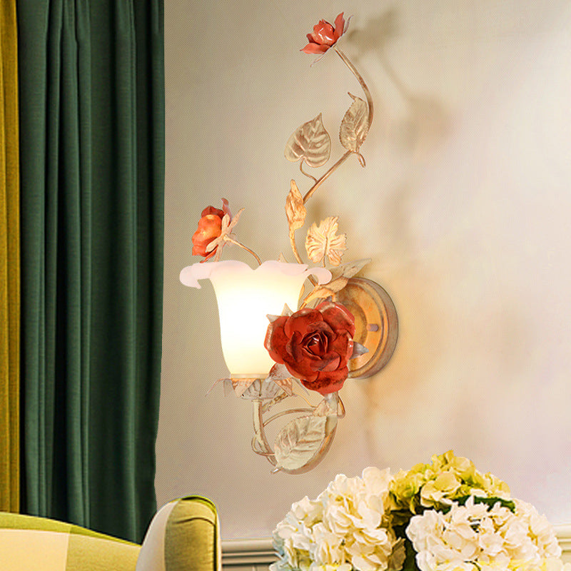 Rose Leaf Round Glass Wall Lamp