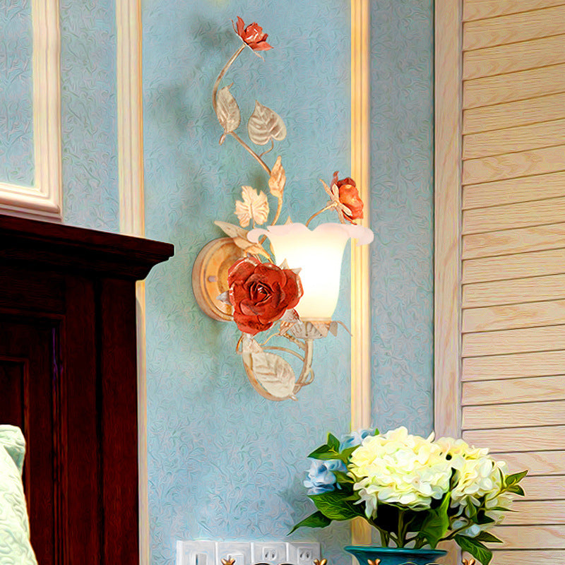 Rose Leaf Round Glass Wall Lamp