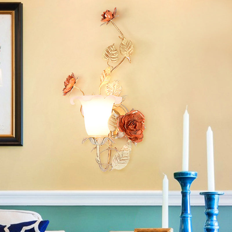 Rose Leaf Round Glass Wall Lamp