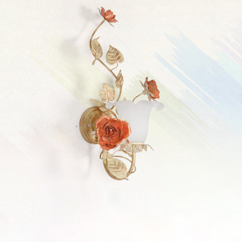 Rose Leaf Round Glass Wall Lamp