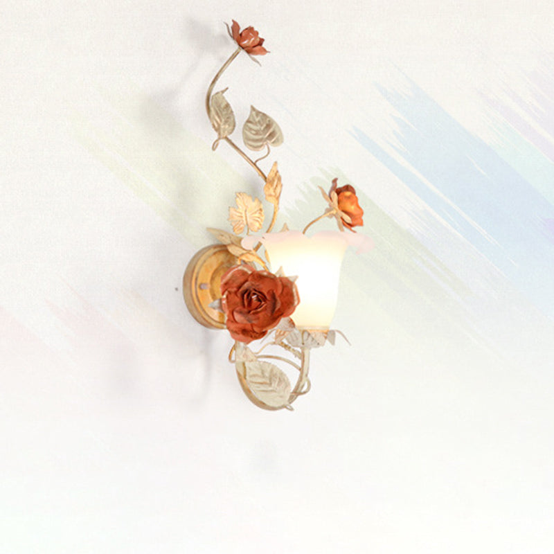 Rose Leaf Round Glass Wall Lamp