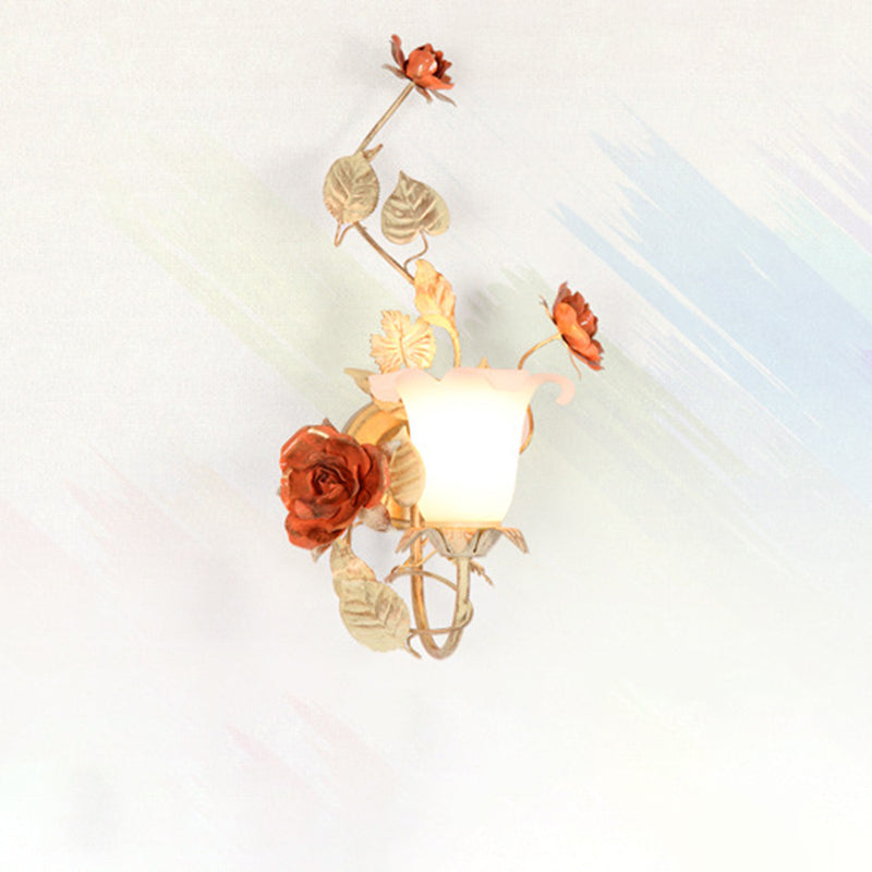 Rose Leaf Round Glass Wall Lamp