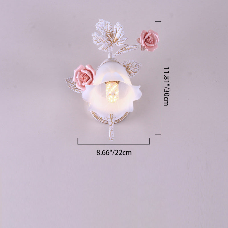Rose Leaf Branch Round Wall Lamp