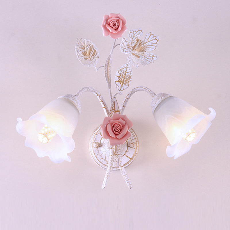 Rose Leaf Branch Round Wall Lamp