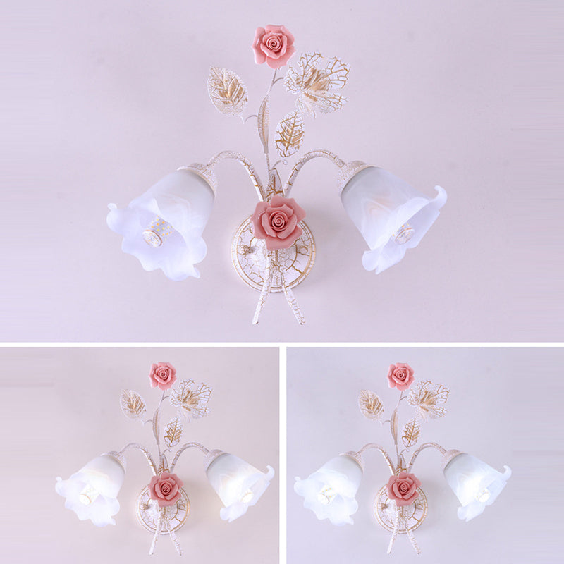 Rose Leaf Branch Round Wall Lamp