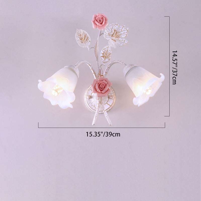 Rose Leaf Branch Round Wall Lamp