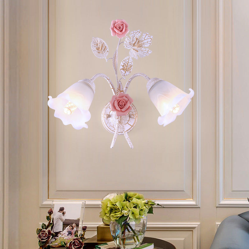 Rose Leaf Branch Round Wall Lamp