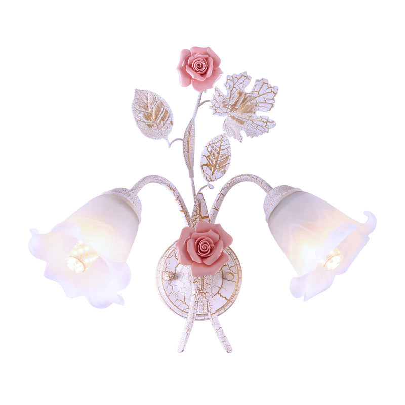Rose Leaf Branch Round Wall Lamp