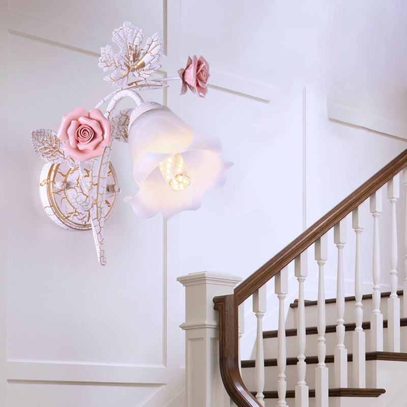 Rose Leaf Branch Round Wall Lamp