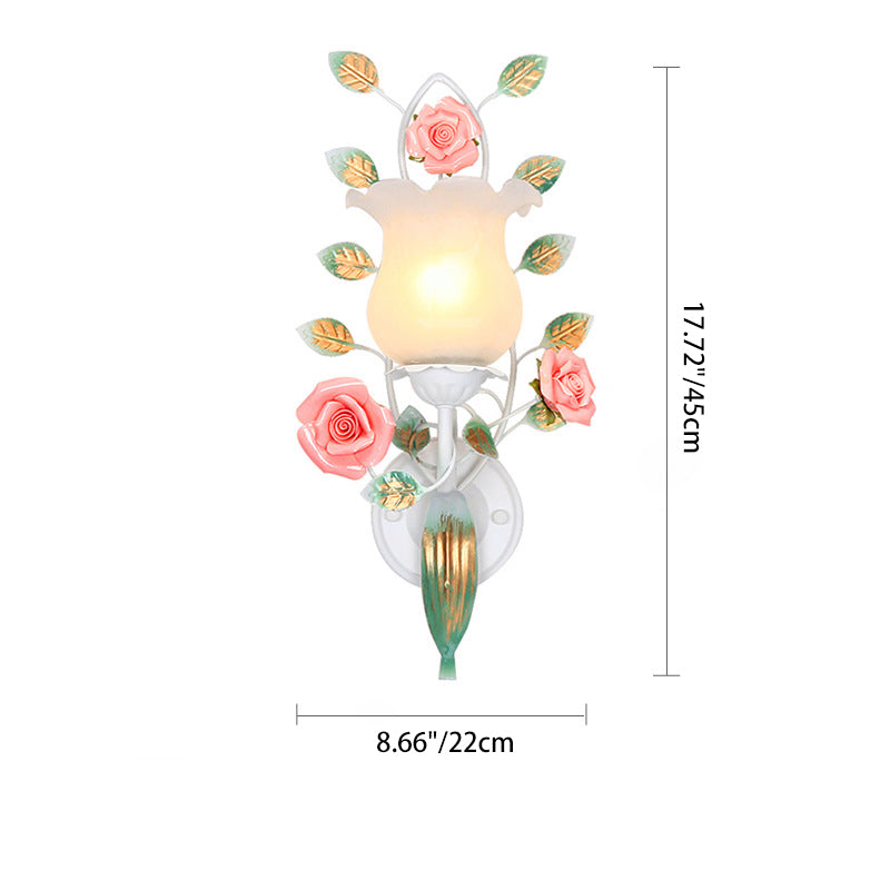 Floral Leaf Round Glass Wall Lamp
